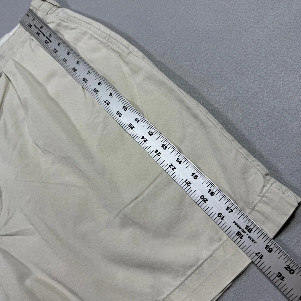 Polo Golf Ralph Lauren Mens Tan Beige Pleated Chino Shorts‎ Cotton Size 37